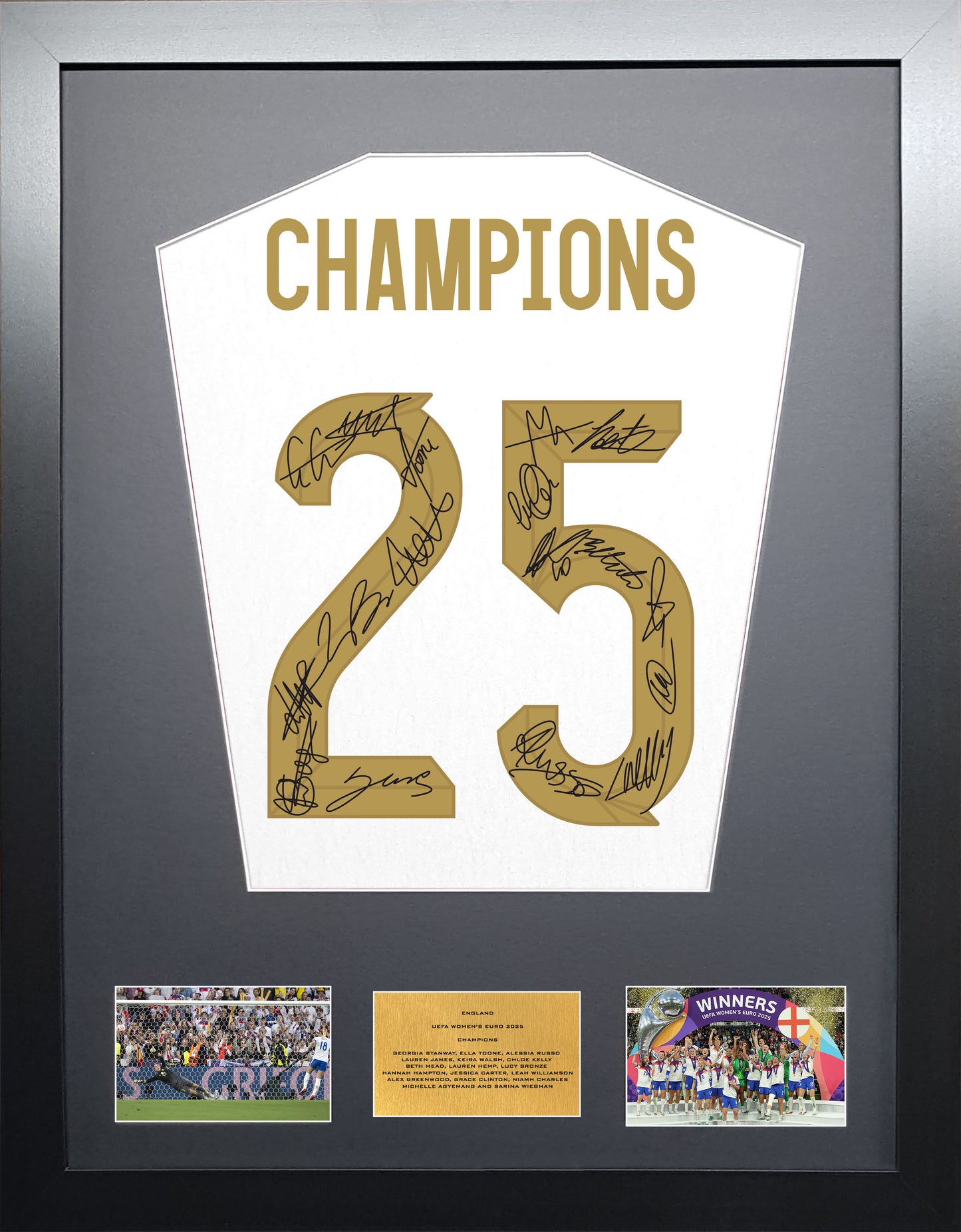 England Womens Euro 25 Team signed Shirt Display