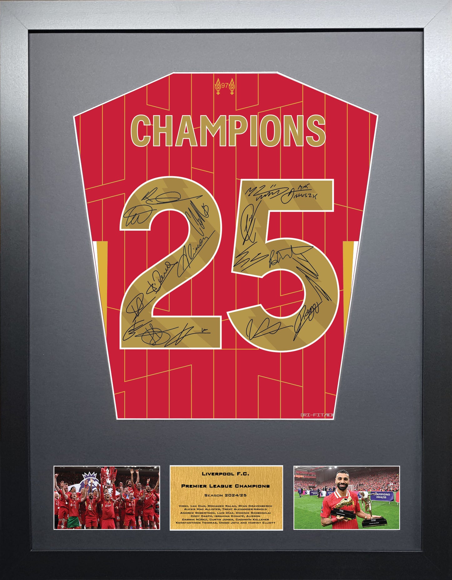 Liverpool 2025 Premier League Champions Team signed display