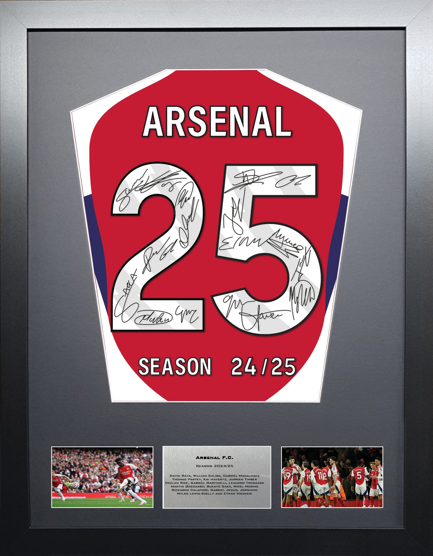 Arsenal 2025 Season Team signed Shirt Frame