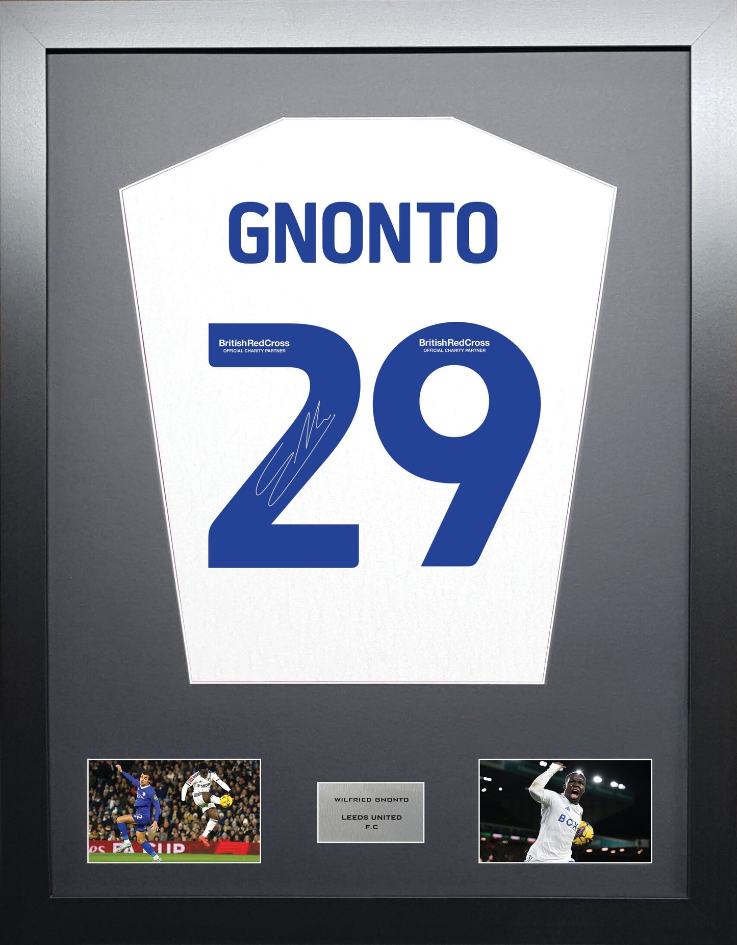 Wilfried Gnonto Leeds United signed shirt display 2024 season