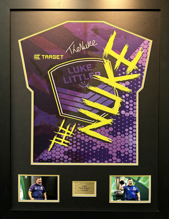 Luke Littler Signed Darts Shirt Display