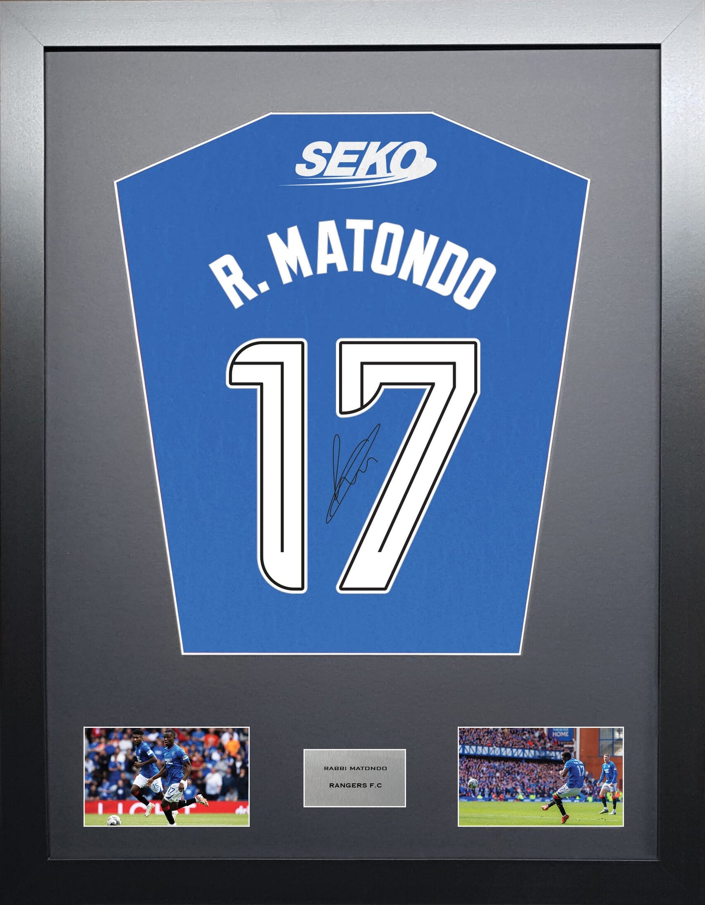 Rabbi Matondo Rangers signed shirt display 2024 season