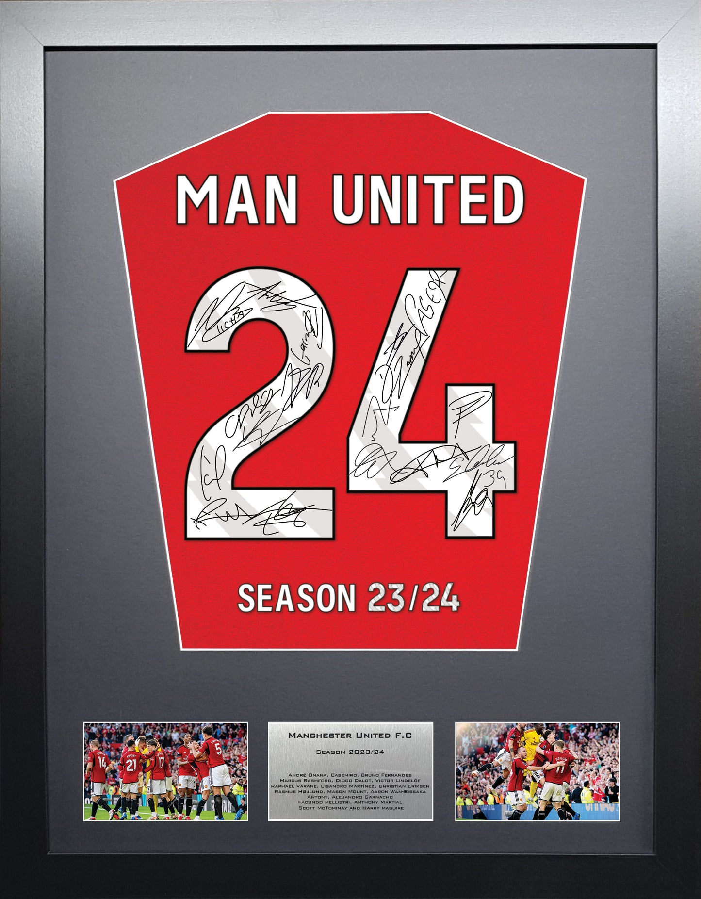 Manchester United 2024 Season Team Signed Shirt Frame