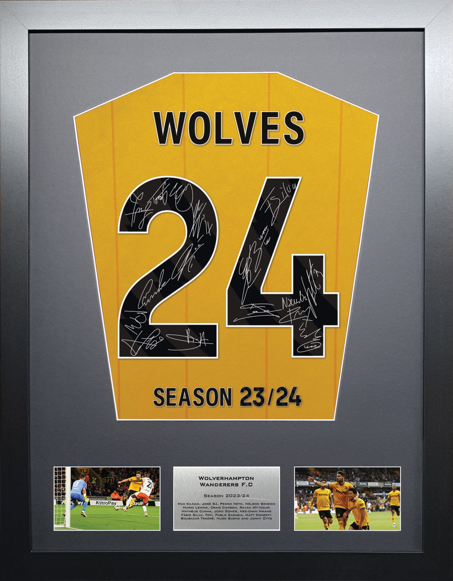 Wolverhampton Wanderers 2024 Season Team Signed Shirt Frame