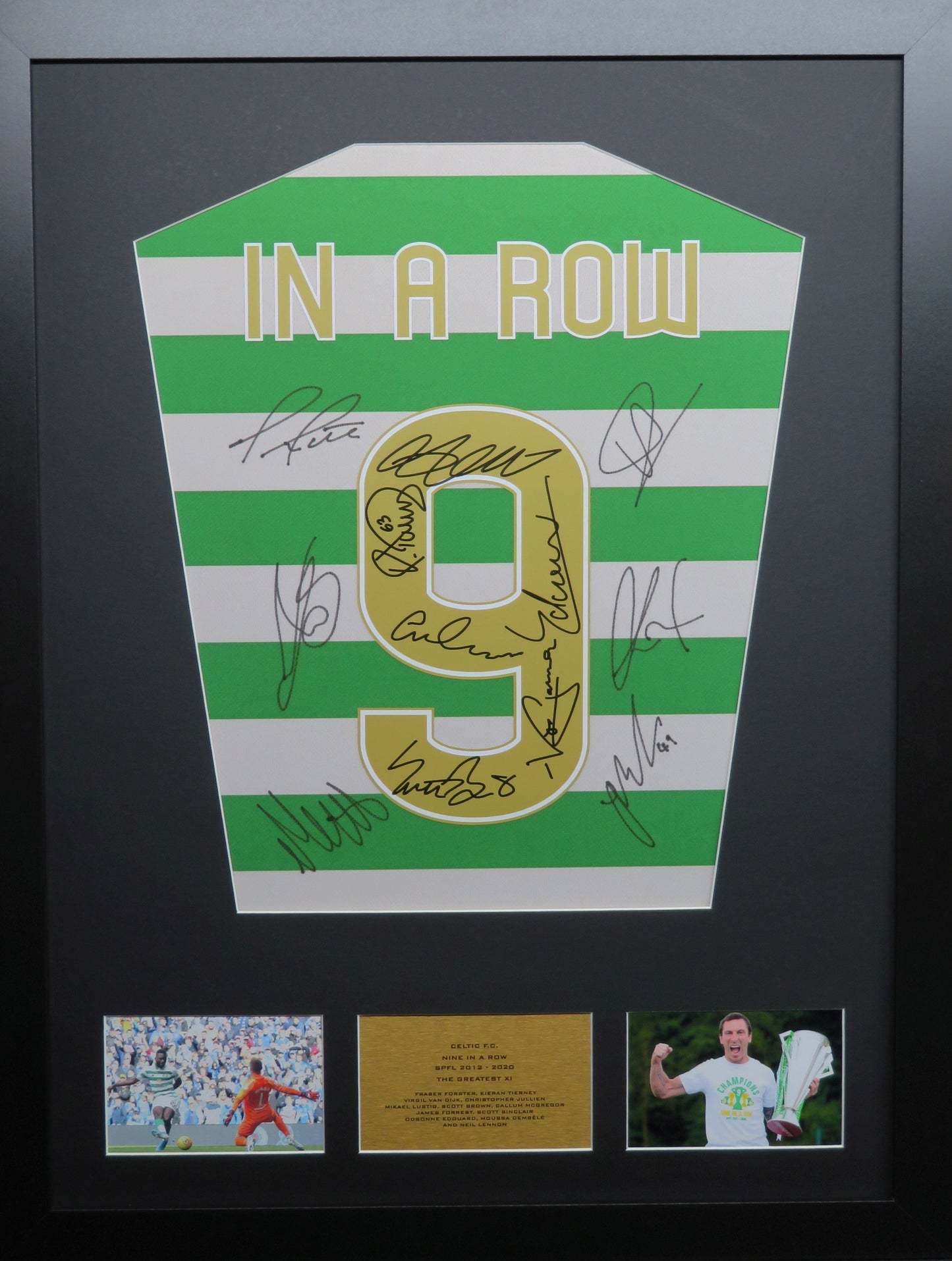 Celtic 9 In A Row Team signed shirt Frame