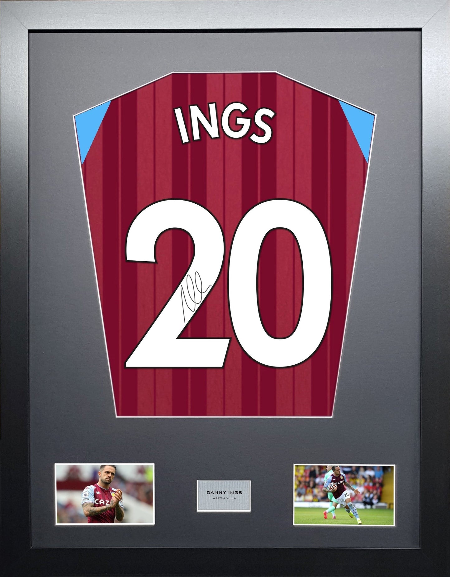 Danny Ings Aston Villa signed Shirt Frame