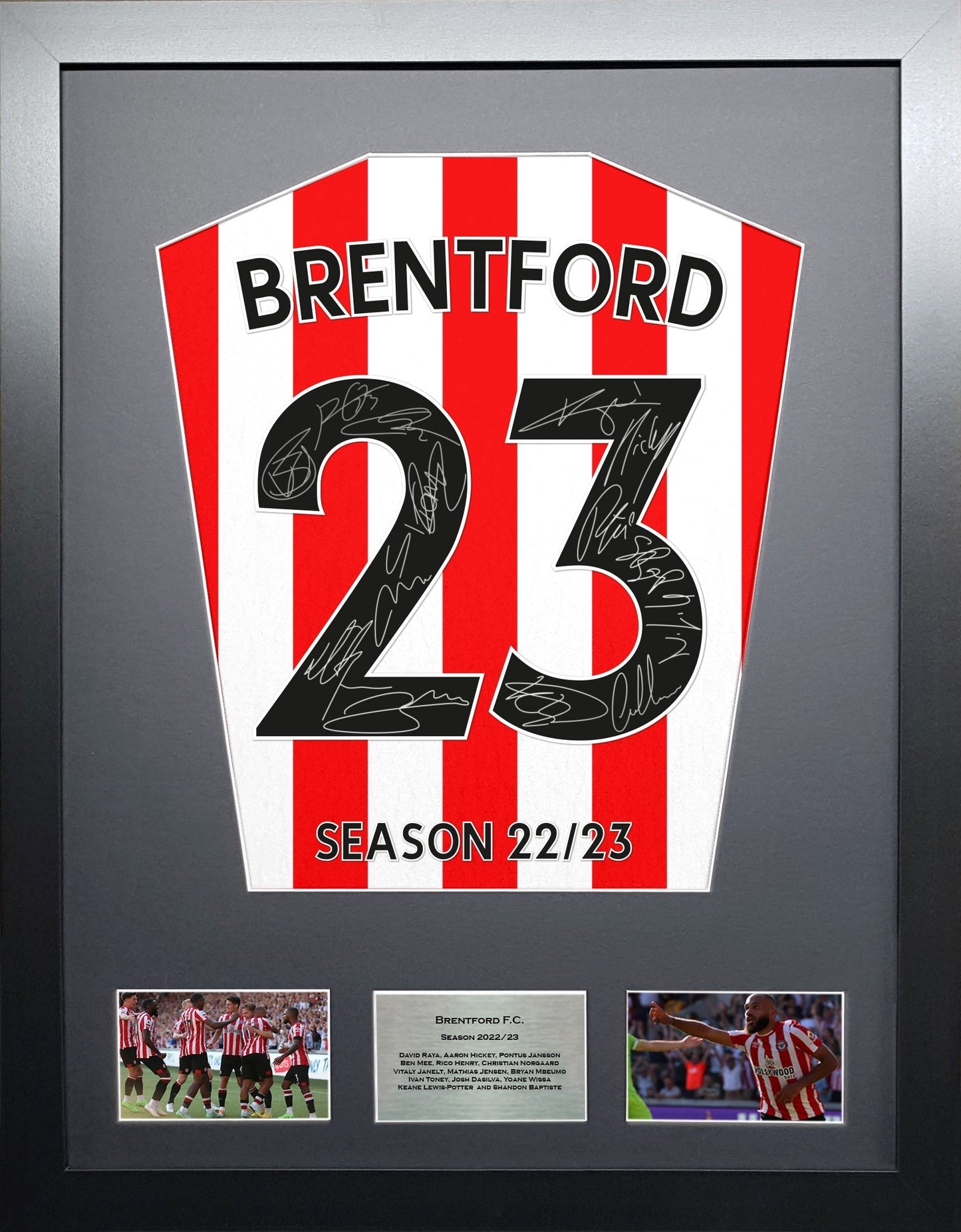 Brentford 2023 Season Team signed Shirt Frame