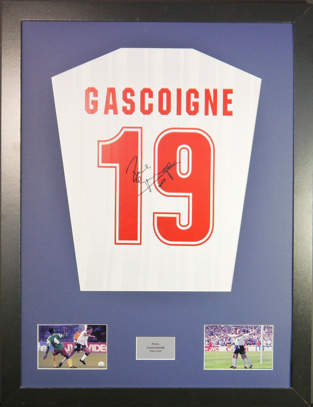 Paul Gascoigne England signed Shirt Frame