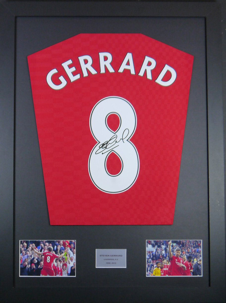 Steven Gerrard Machine signed Liverpool Shirt Frame