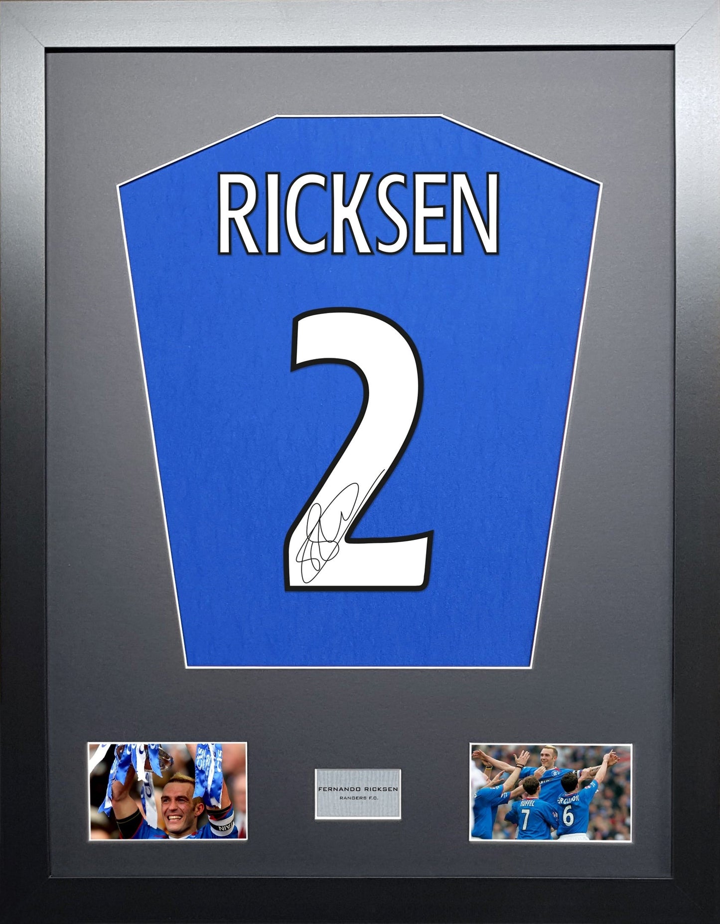 Fernando Ricksen Rangers signed Shirt Frame