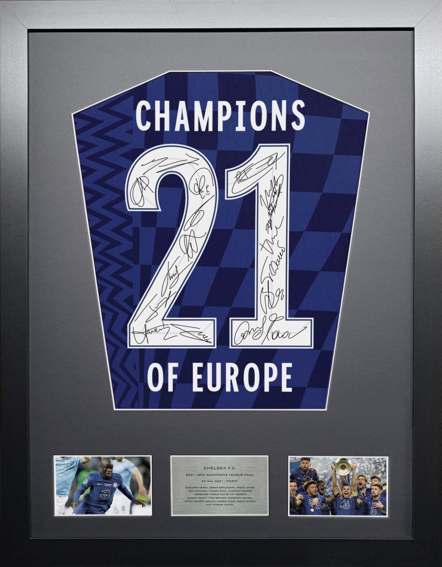 Chelsea Champions League Winners 21 Team signed Shirt Frame
