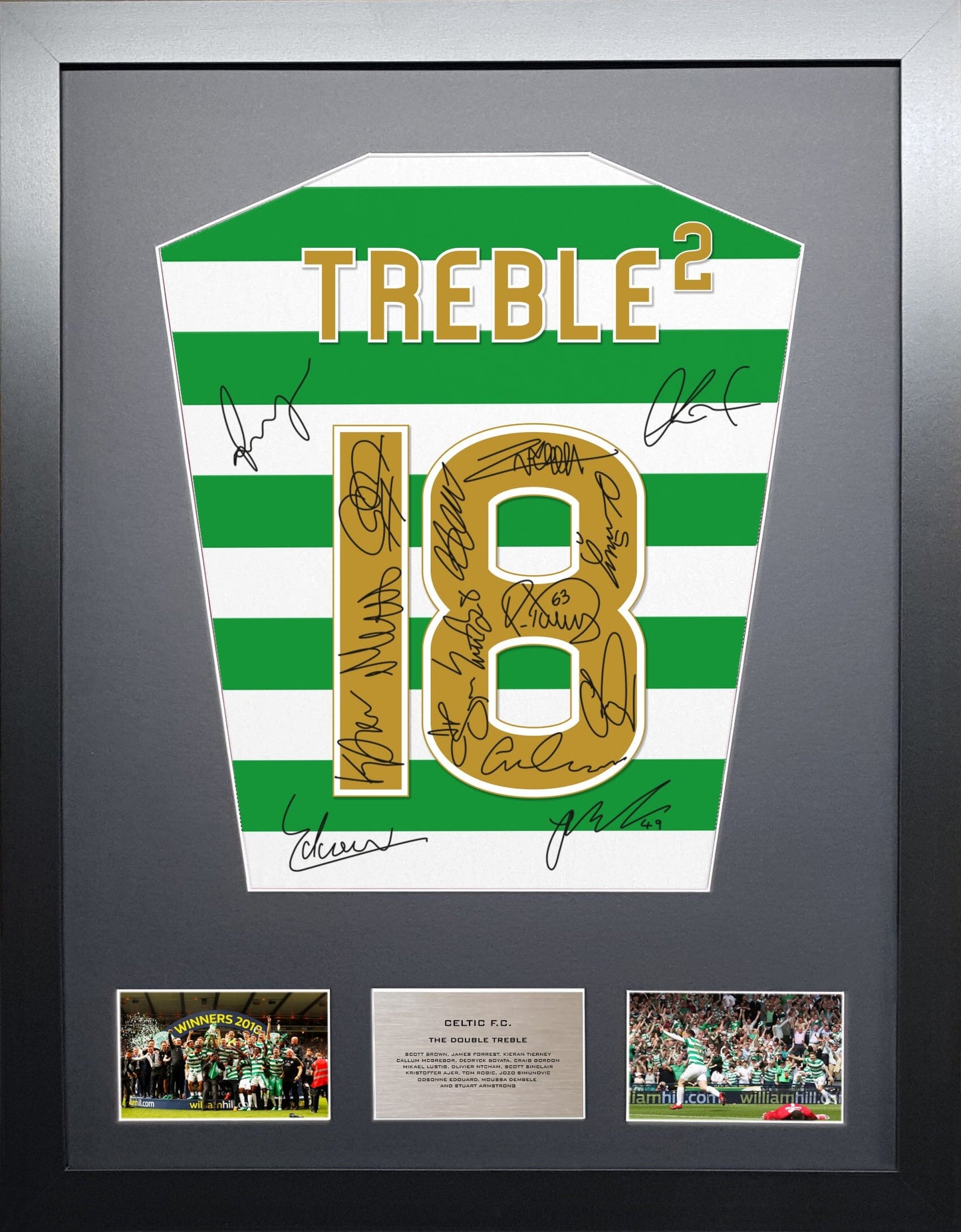 Celtic Double Treble 2018 Team Signed Shirt Display