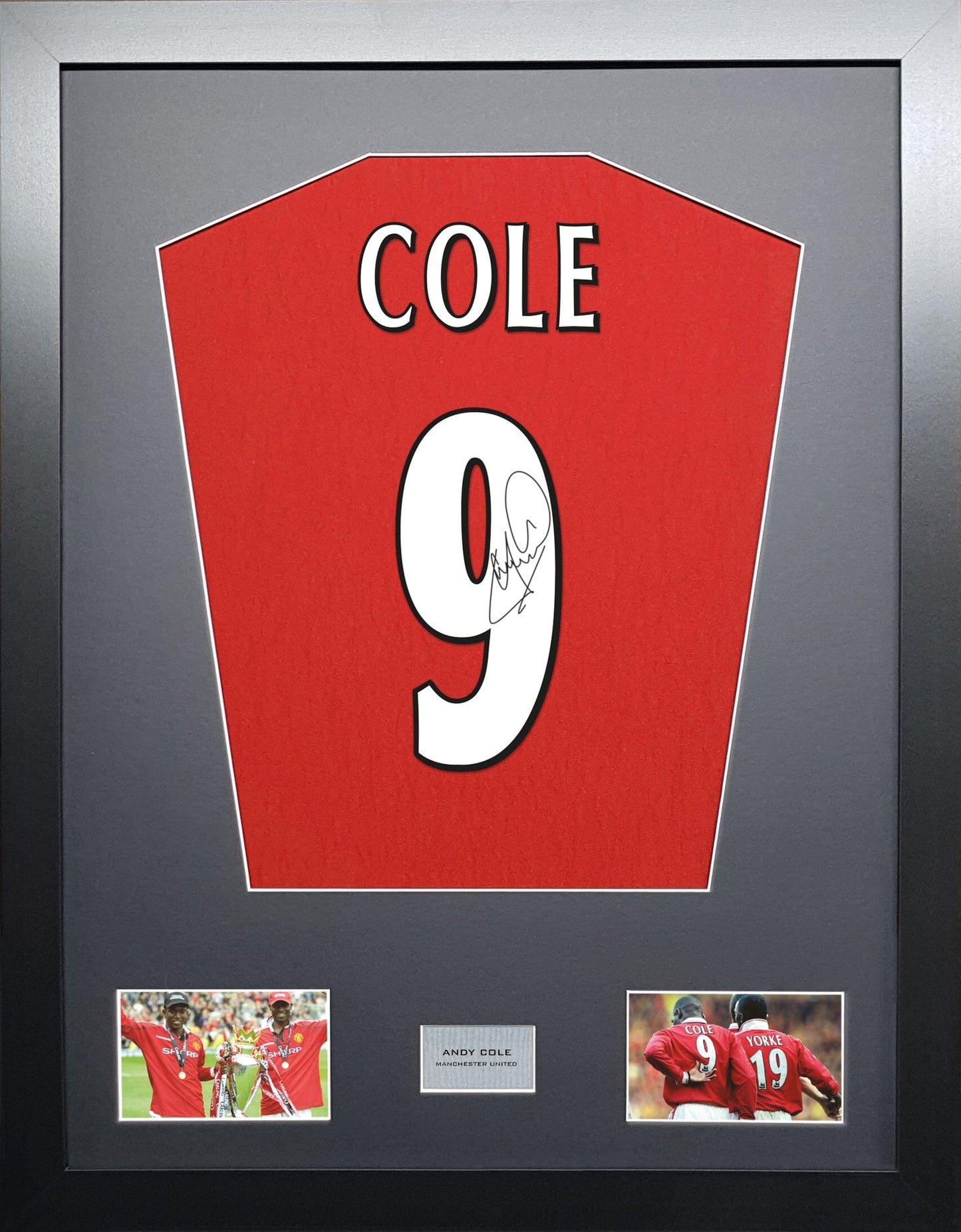 Andy Cole Manchester United Signed Shirt Display