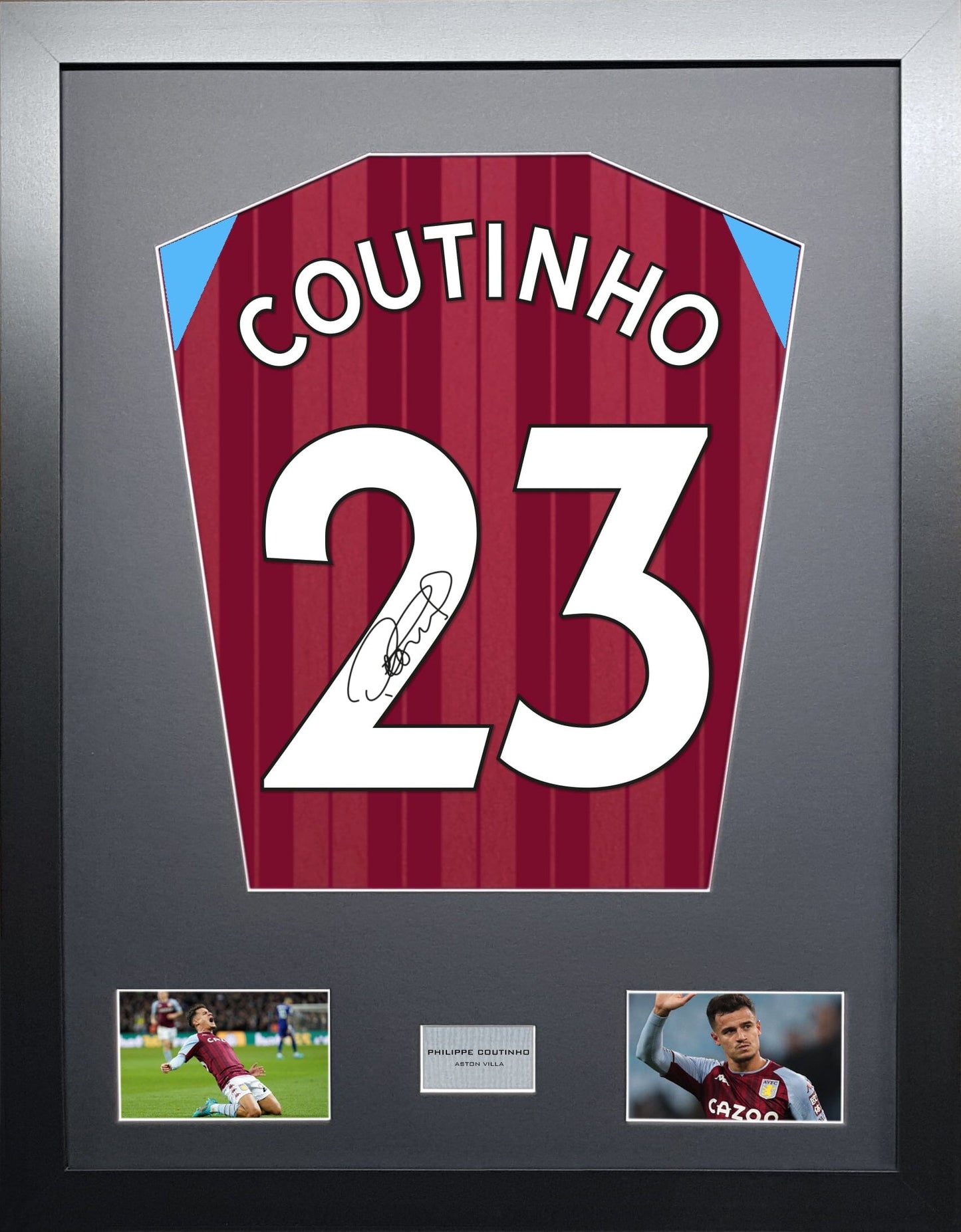 Philippe Coutinho Aston Villa Signed Shirt Display