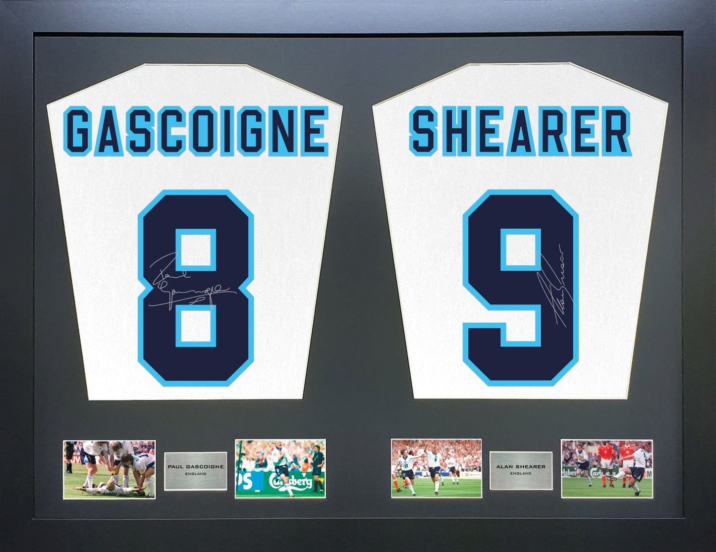 Gascoigne and Shearer England Signed Shirt Display