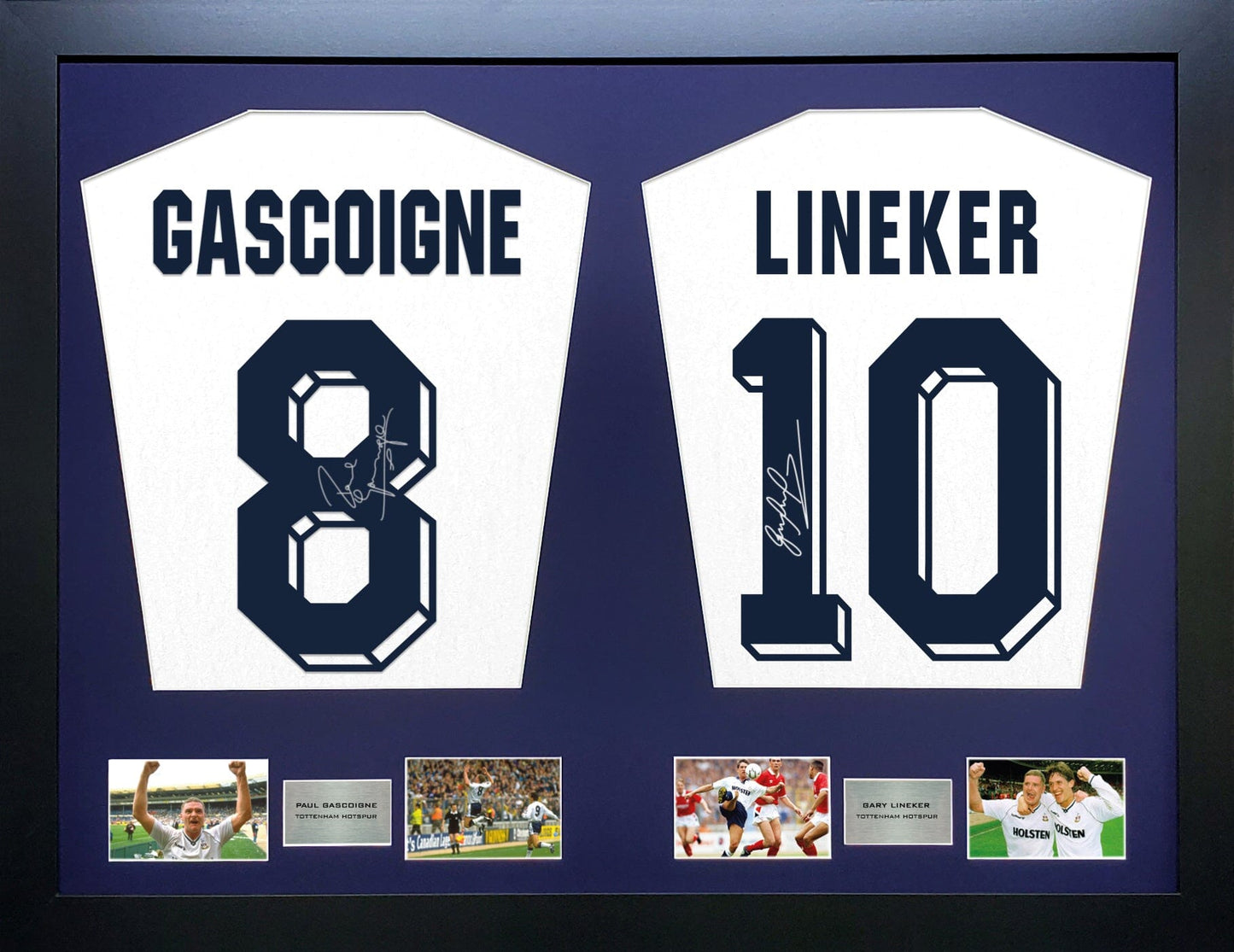Gascoigne and Linekar Tottenham Signed Shirt Display