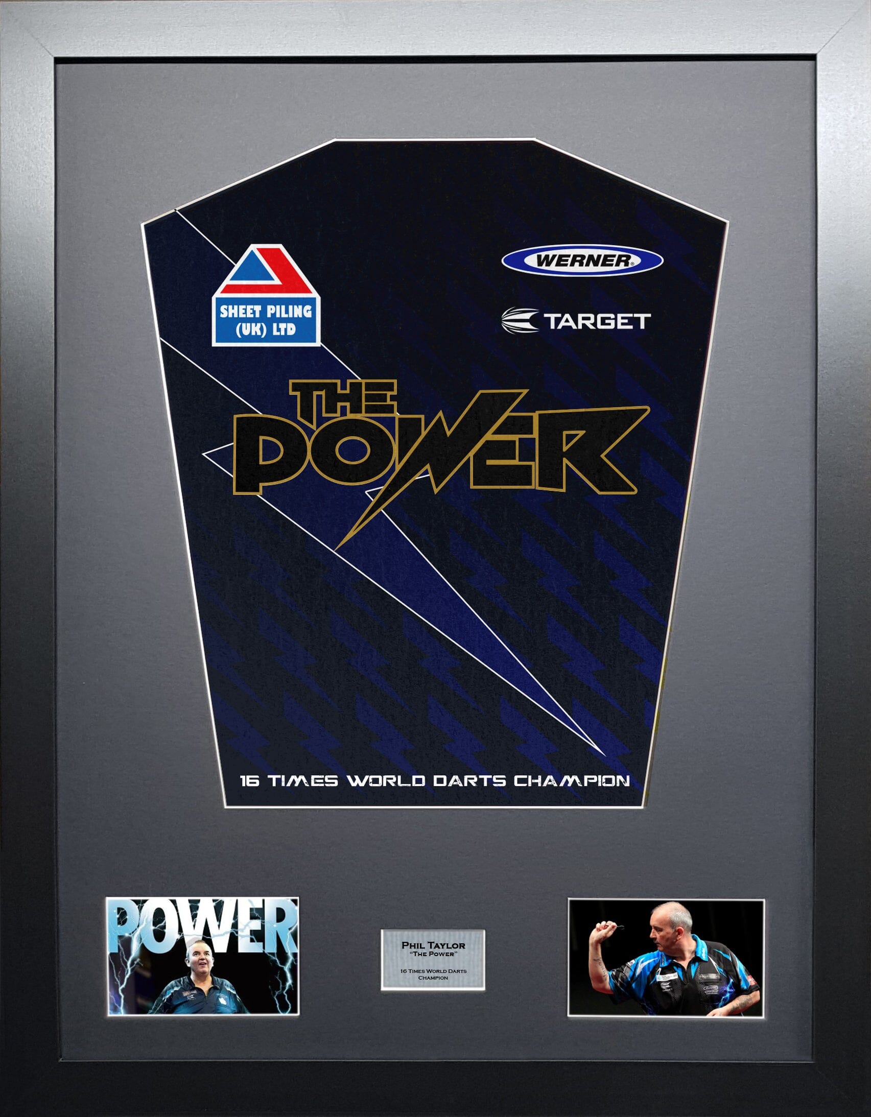 Phil Taylor Signed Darts Shirt Display