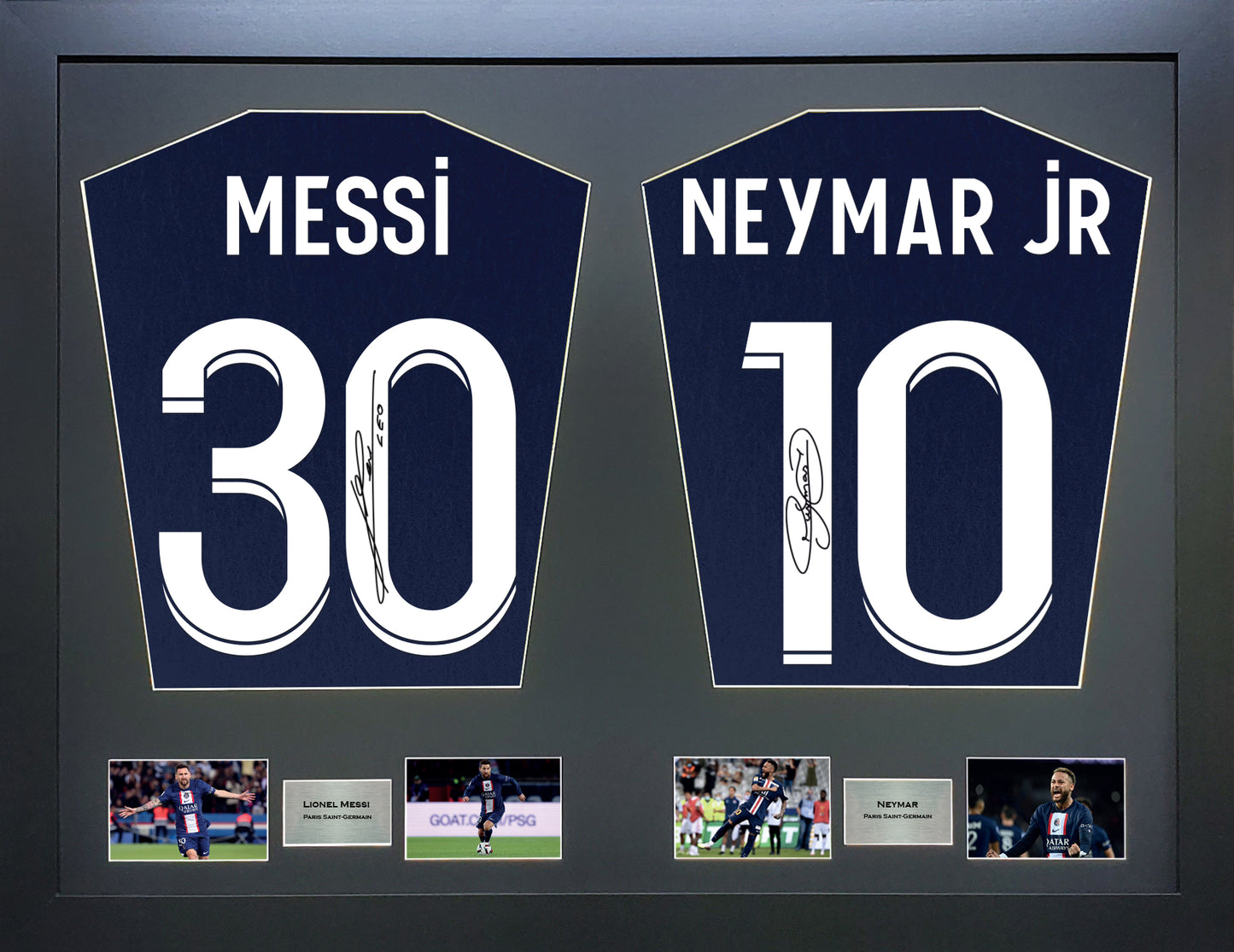 Messi and Neymar PSG signed Shirt Frame