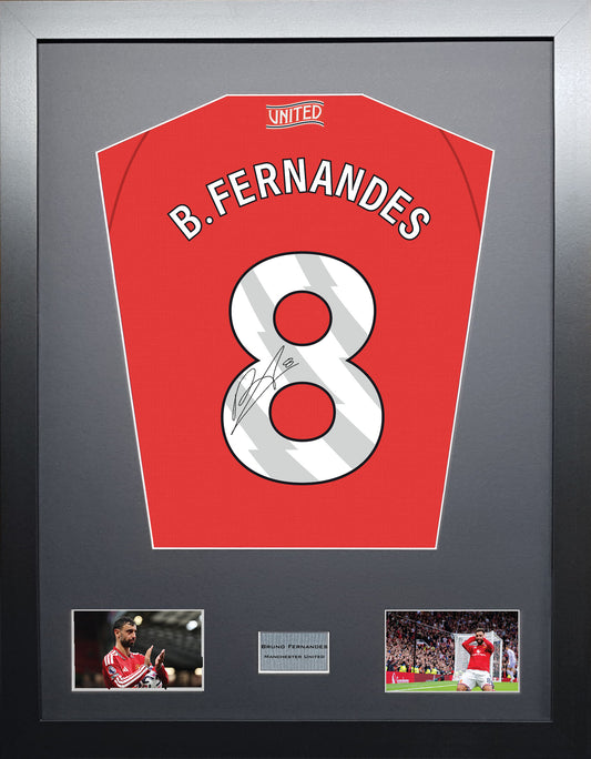 Bruno Fernandes Standard framed football shirt display with machine-applied signature