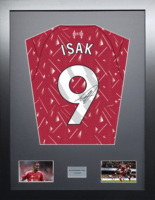 Alexander Isak Standard framed football shirt display with machine-applied signature