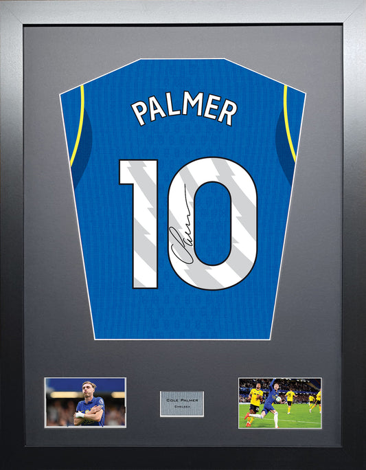 Cole Palmer Standard framed football shirt display with machine-applied signature