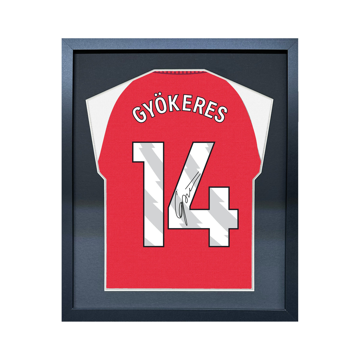 Viktor Gyokeres compact Gift 450 framed football display with black/silver mount and machine-applied pen signature on white background