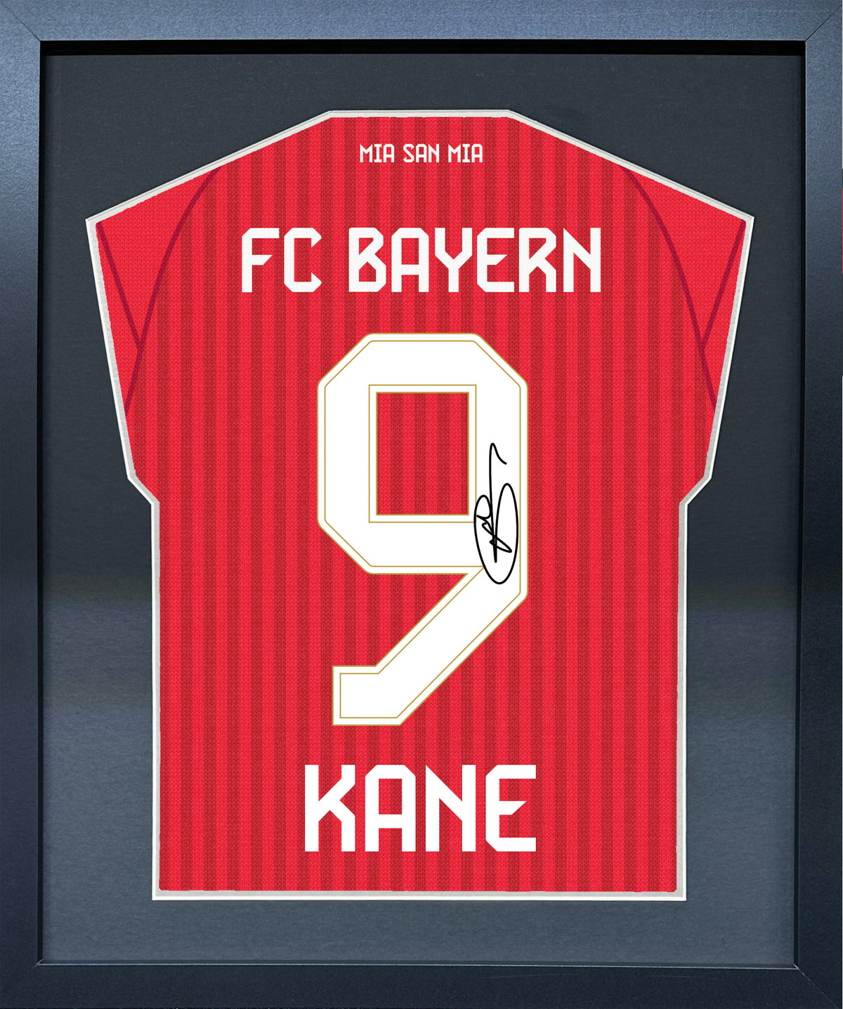 Harry Kane compact Gift 450 framed football display with black/silver mount and machine-applied pen signature
