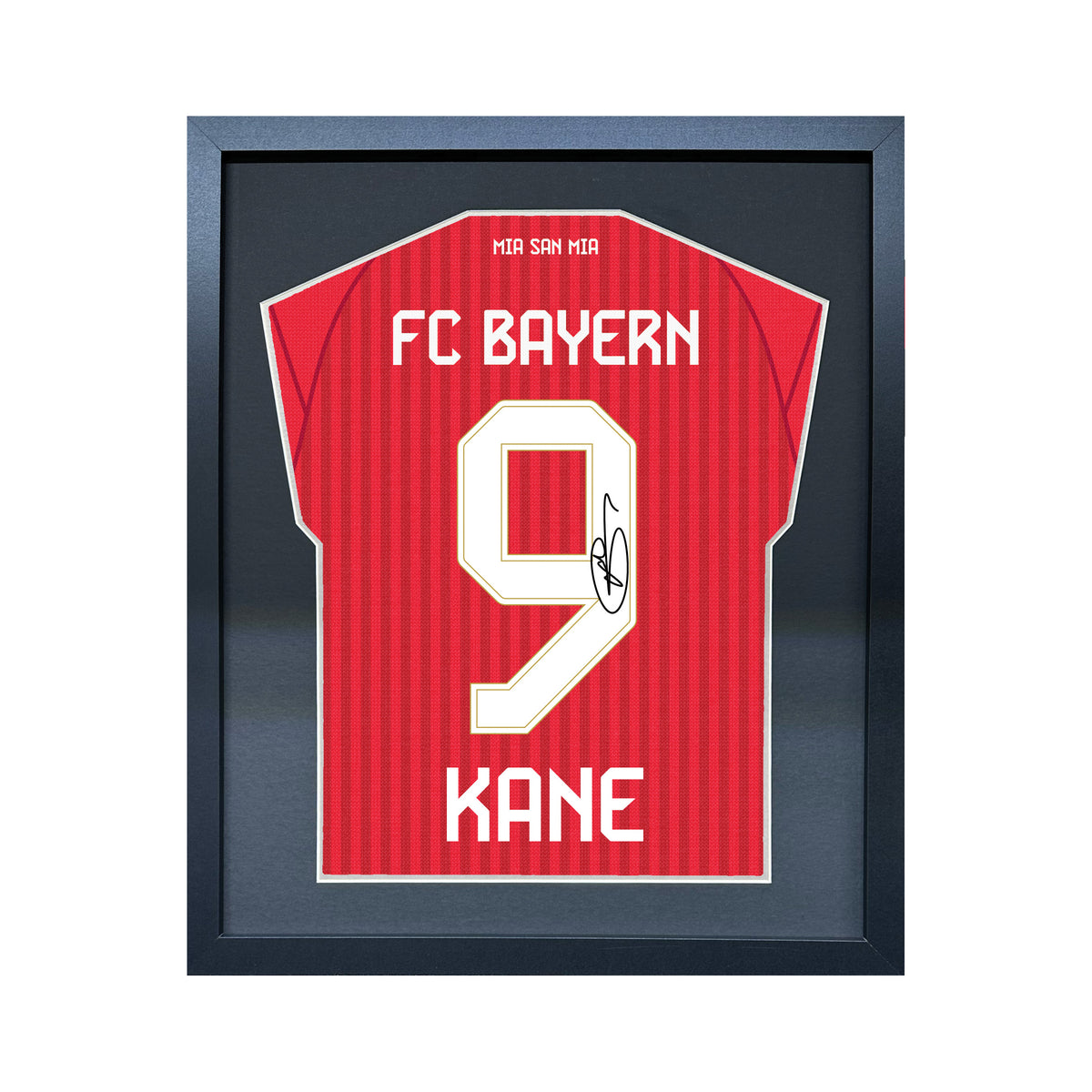 Harry Kane compact Gift 450 framed football display with black/silver mount and machine-applied pen signature on white background