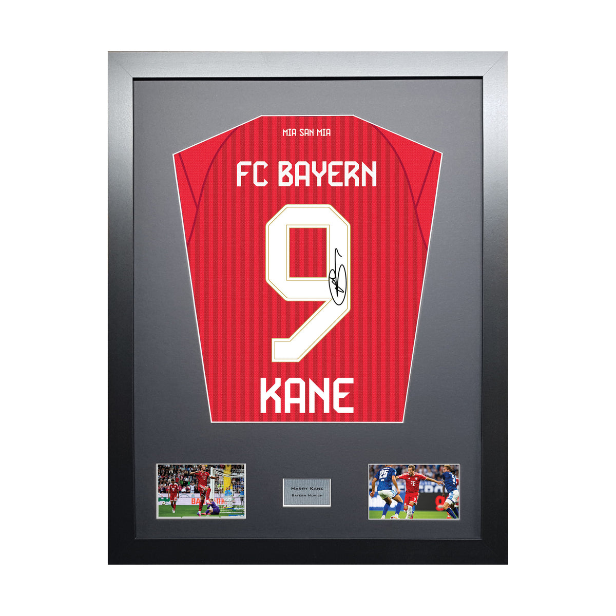 Harry Kane Standard framed football shirt display with machine-applied signature on white background