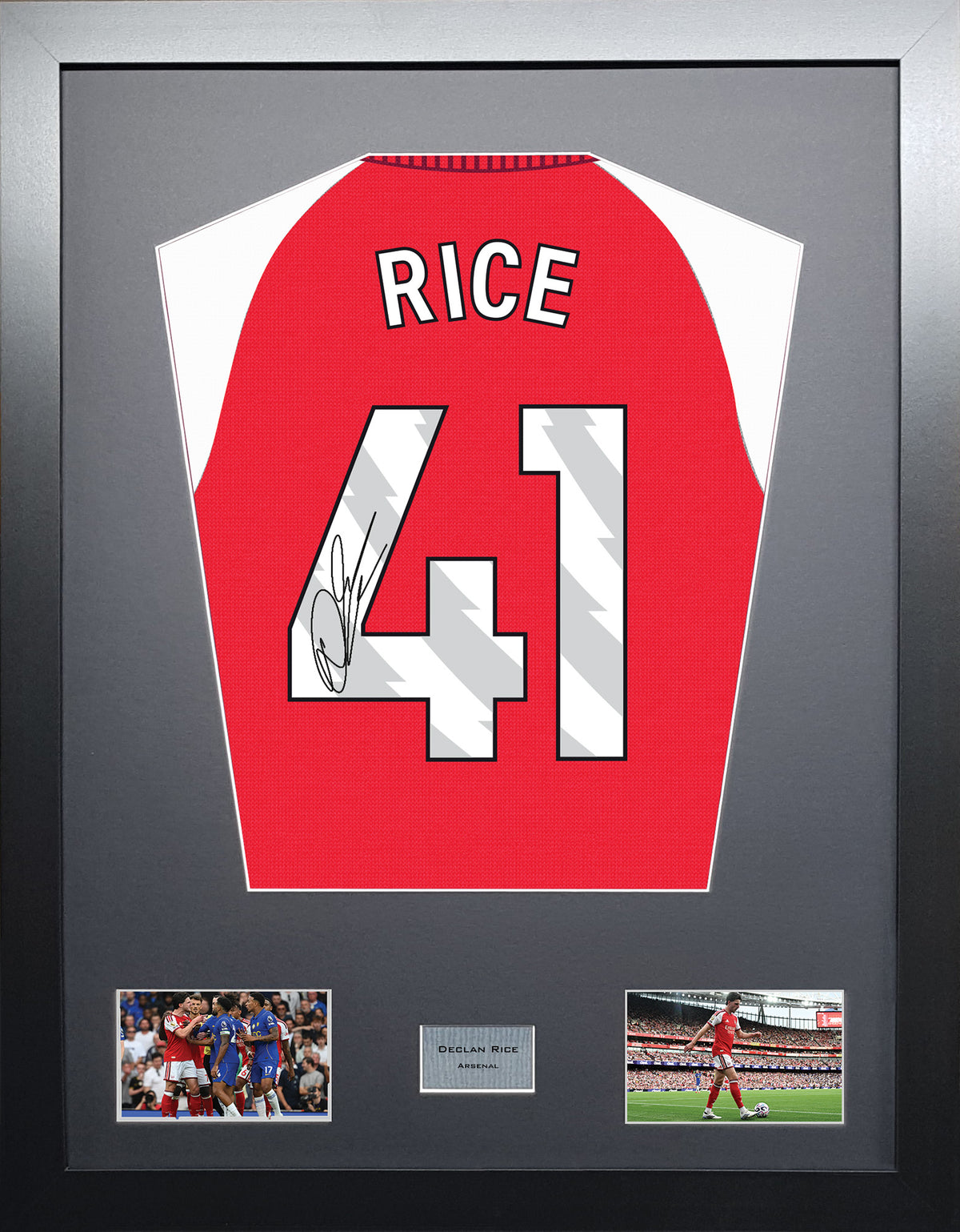 Declan Rice Standard framed football shirt display with machine-applied signature