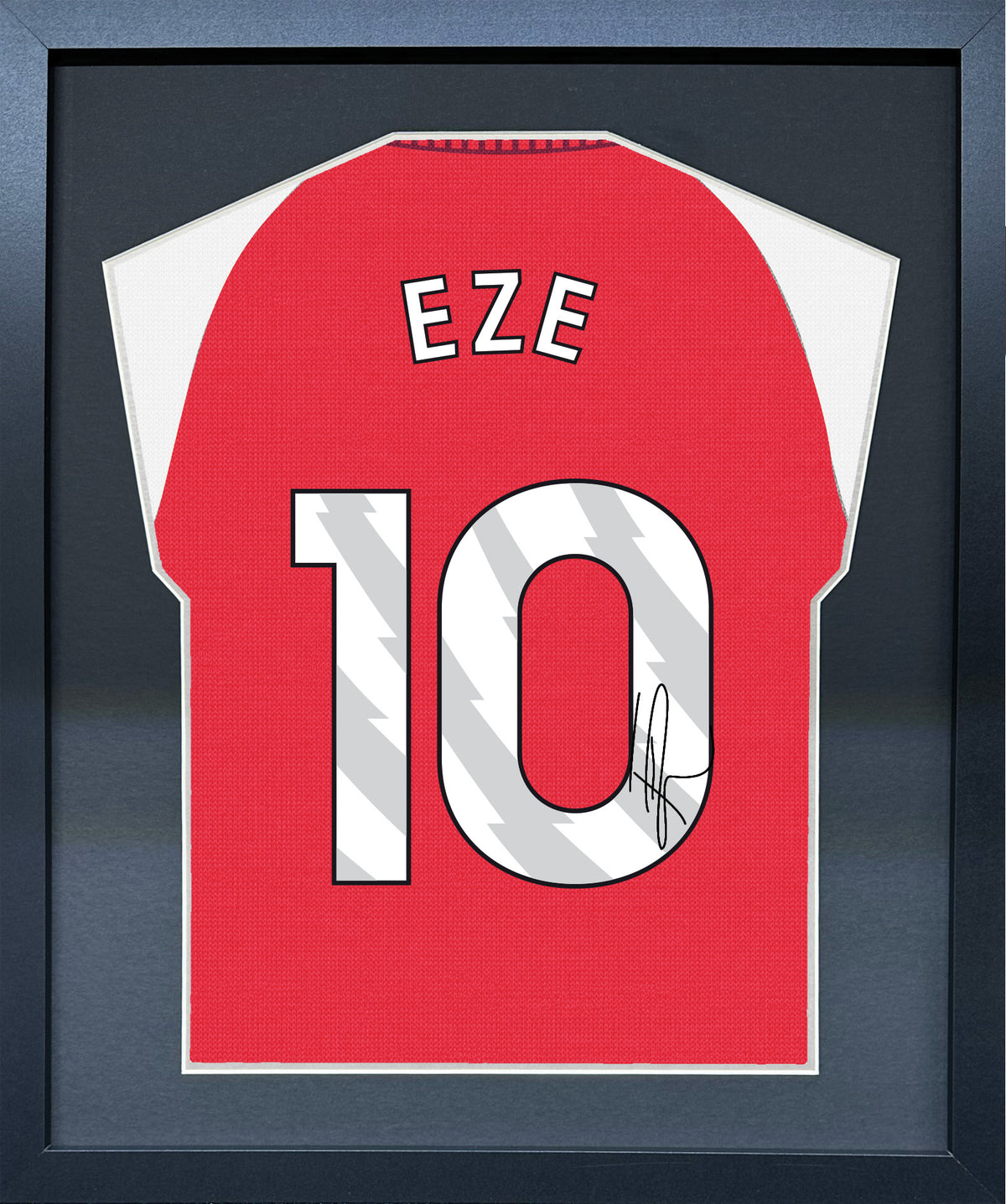 Eberechi Eze compact Gift 450 framed football display with black/silver mount and machine-applied pen signature
