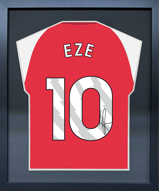 Eberechi Eze compact Gift 450 framed football display with black/silver mount and machine-applied pen signature