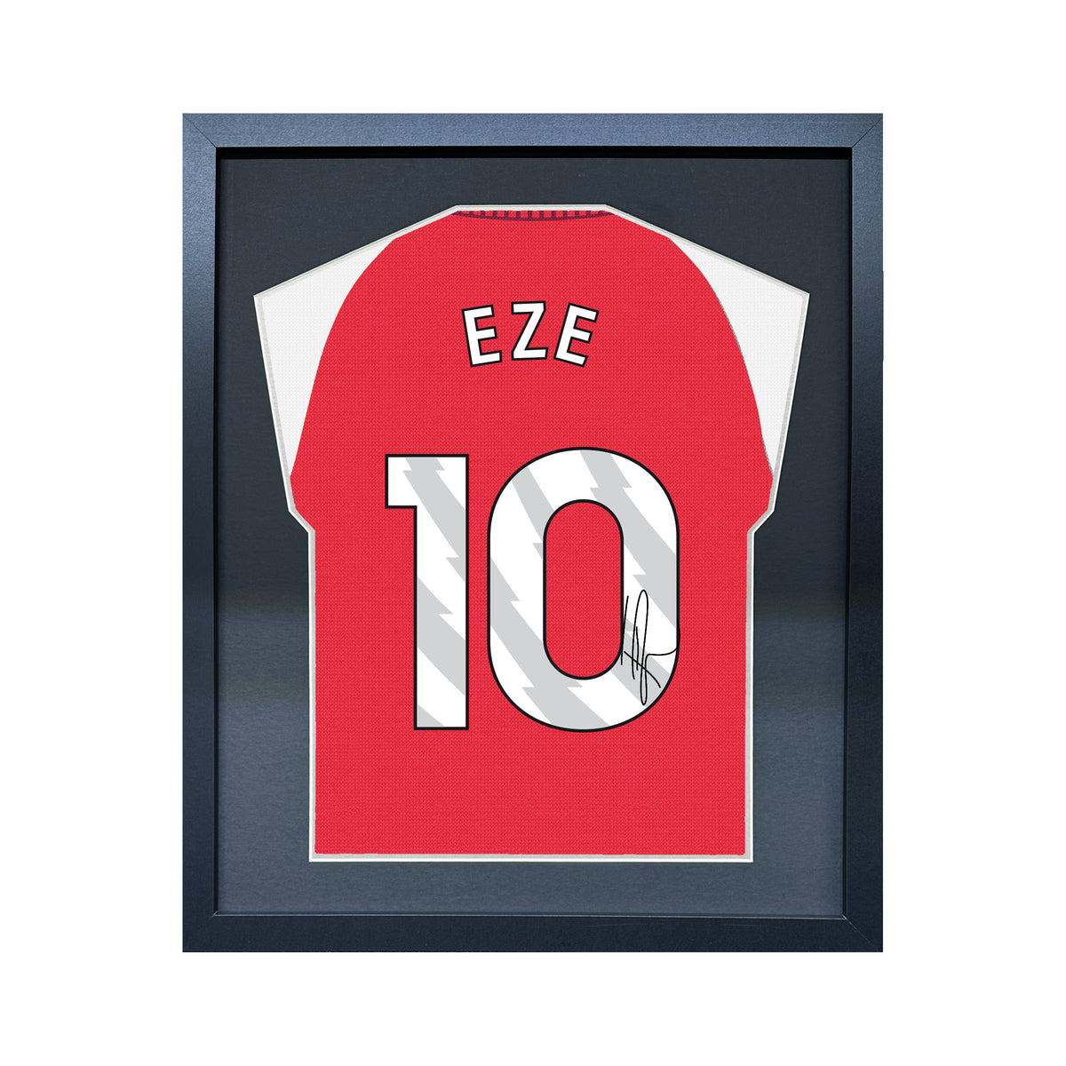 Eberechi Eze compact Gift 450 framed football display with black/silver mount and machine-applied pen signature on white background