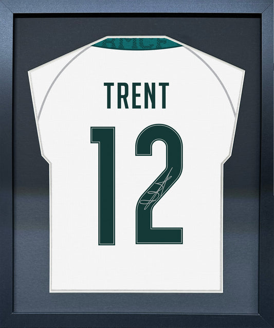 Trent Alexander-Arnold compact Gift 450 framed football display with black/silver mount and machine-applied pen signature