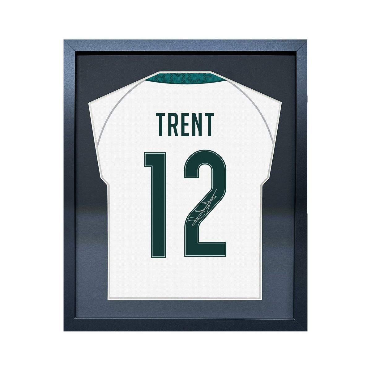 Trent Alexander-Arnold compact Gift 450 framed football display with black/silver mount and machine-applied pen signature on white background