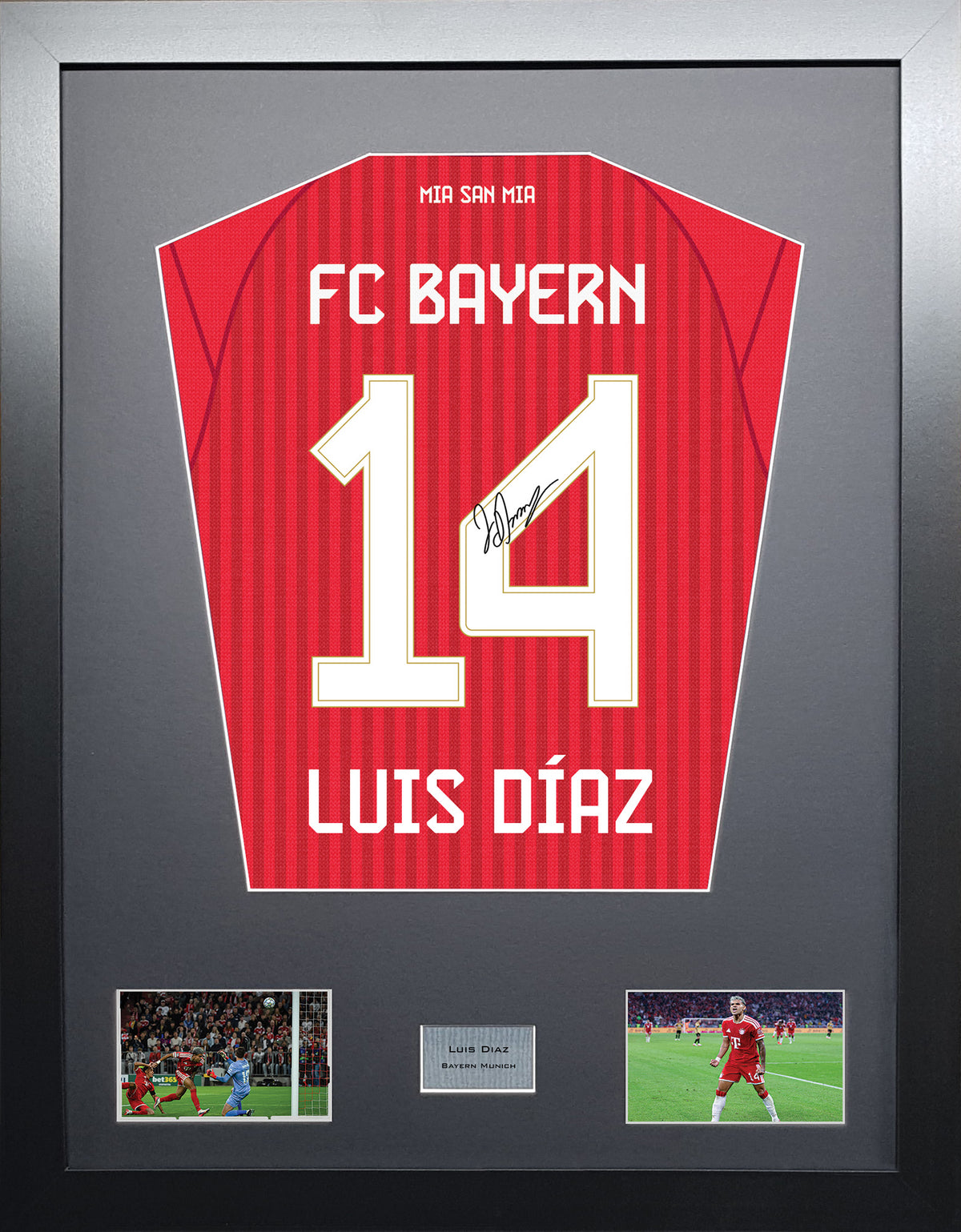 Luis Diaz Standard framed football shirt display with machine-applied signature