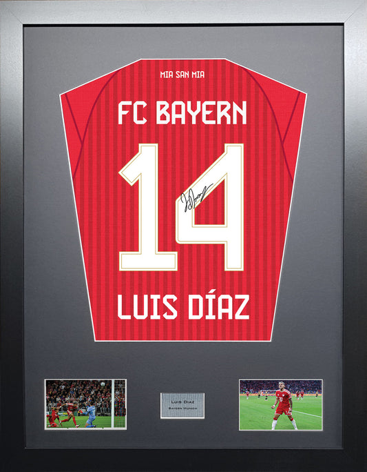 Luis Diaz Standard framed football shirt display with machine-applied signature