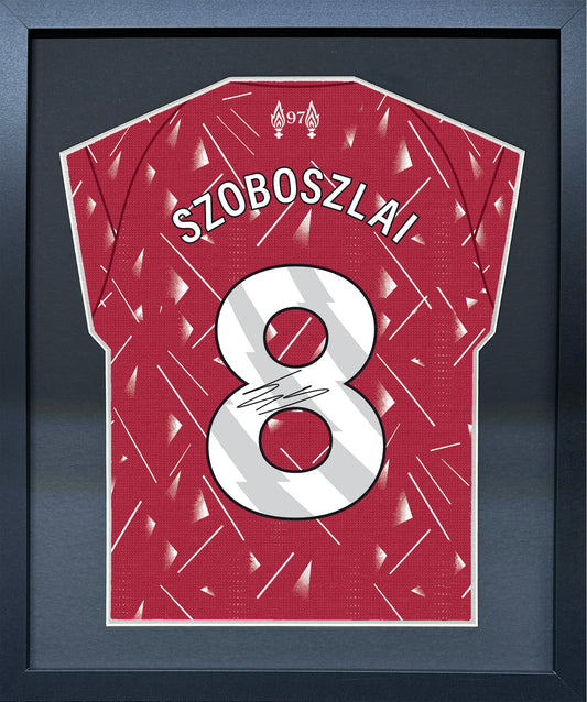 Dominik Szoboszlai compact Gift 450 framed football display with black/silver mount and machine-applied pen signature