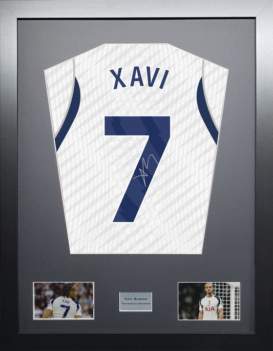 Xavi Simons Standard framed football shirt display with machine-applied signature