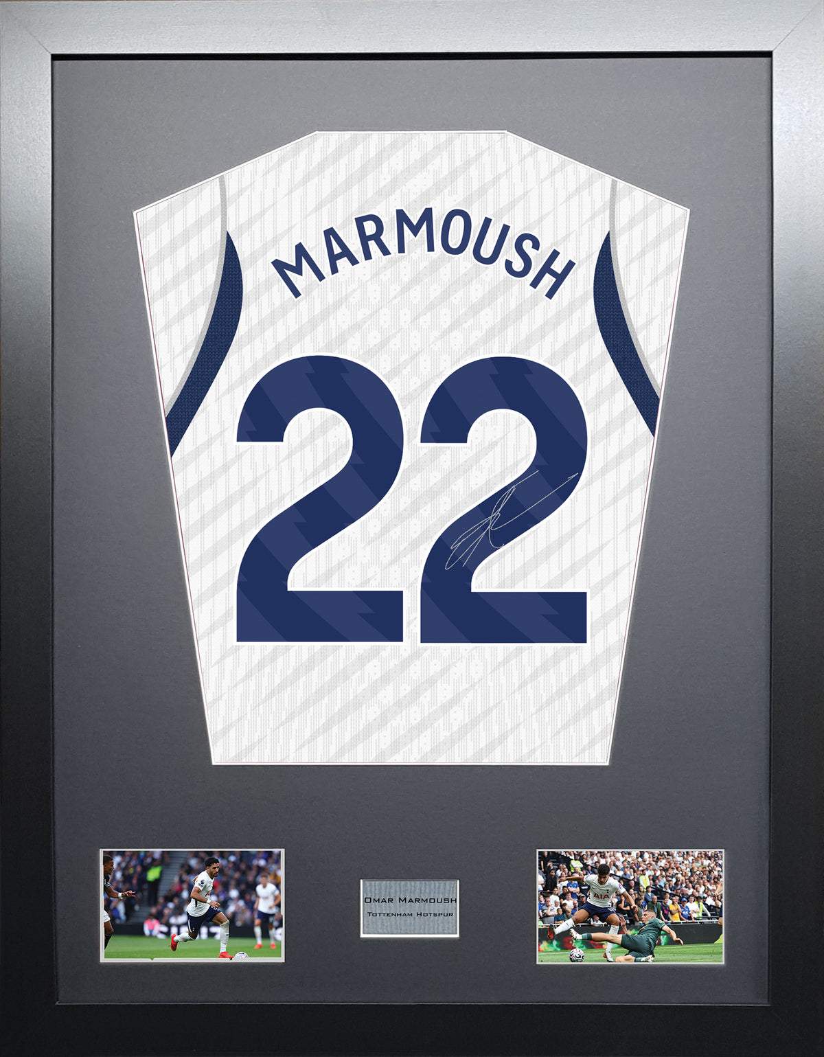 Omar Marmoush Standard framed football shirt display with machine-applied signature