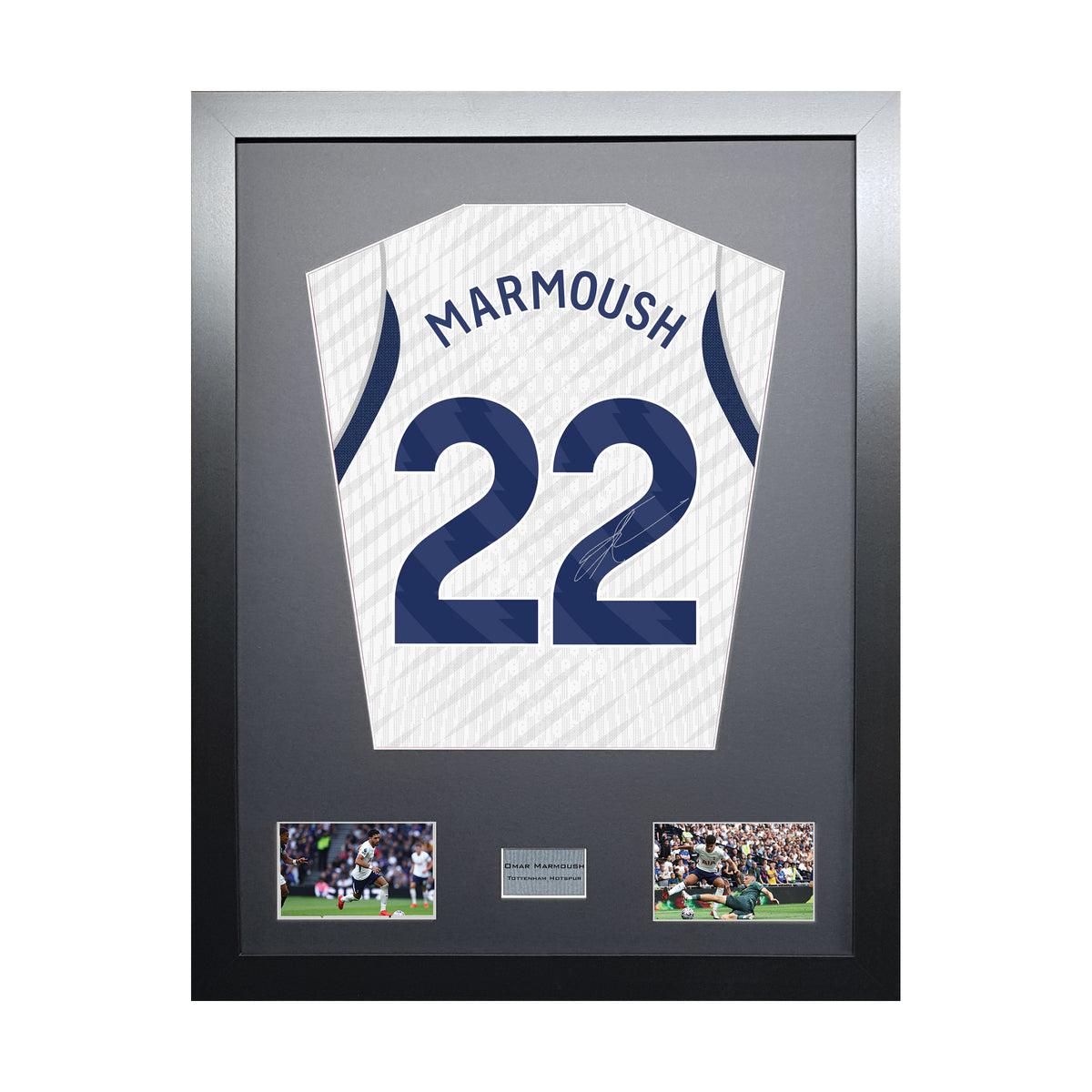 Omar Marmoush Standard framed football shirt display with machine-applied signature on white background