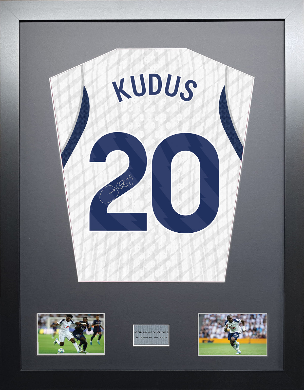Mohammed Kudus Standard framed football shirt display with machine-applied signature