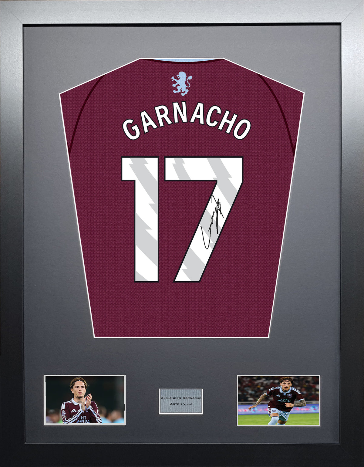 Alejandro Garnacho Standard framed football shirt display with machine-applied signature