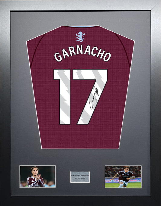 Alejandro Garnacho Standard framed football shirt display with machine-applied signature