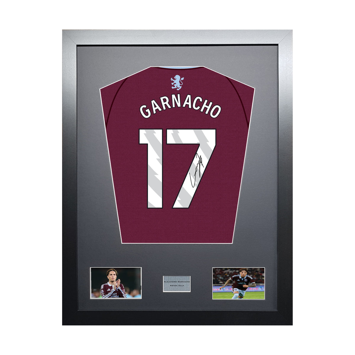 Alejandro Garnacho Standard framed football shirt display with machine-applied signature on white background