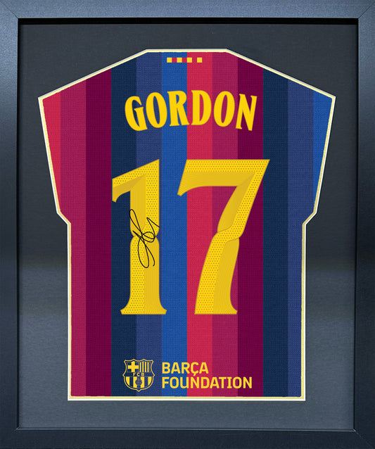Anthony Gordon compact Gift 450 framed football display with black/gold mount and machine-applied pen signature