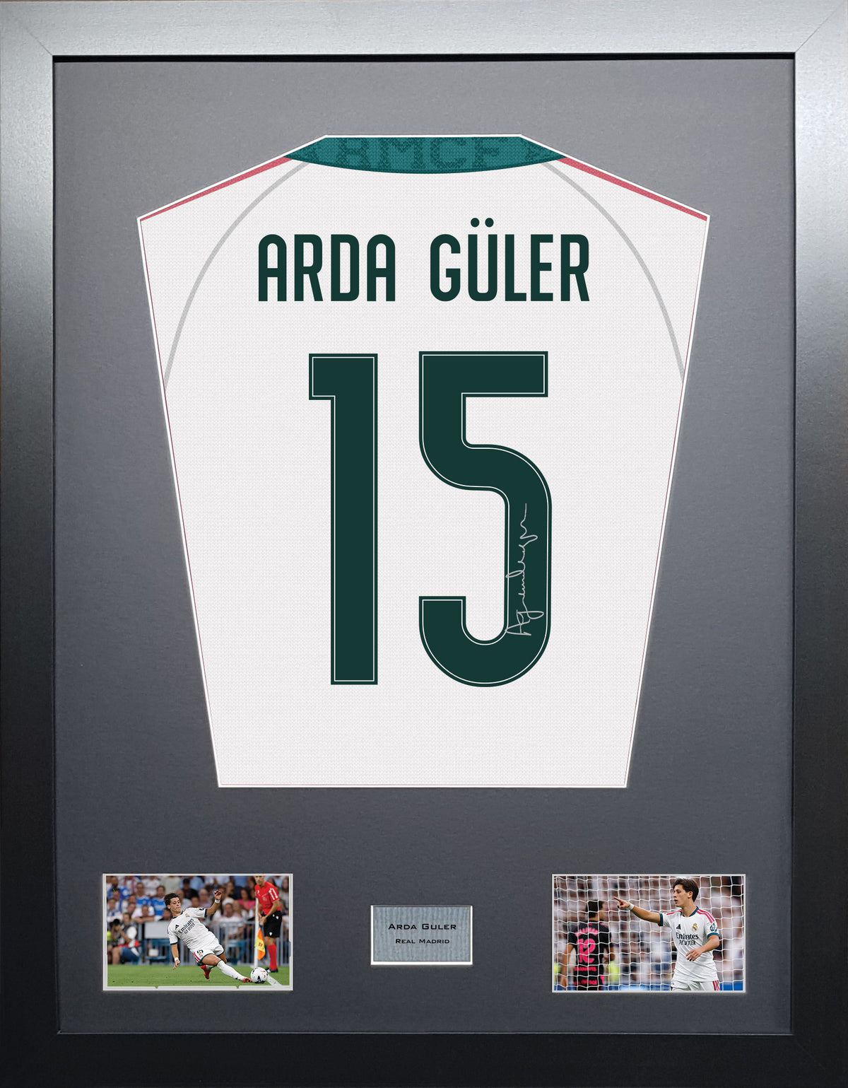 Arda Guler Standard framed football shirt display with machine-applied signature
