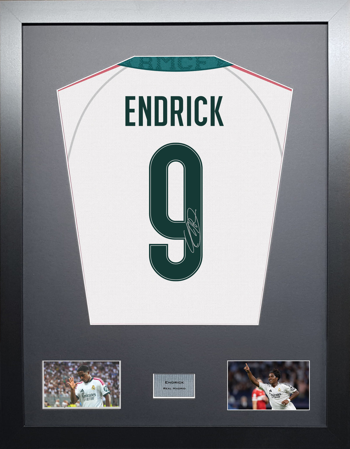 Endrick Standard framed football shirt display with machine-applied signature