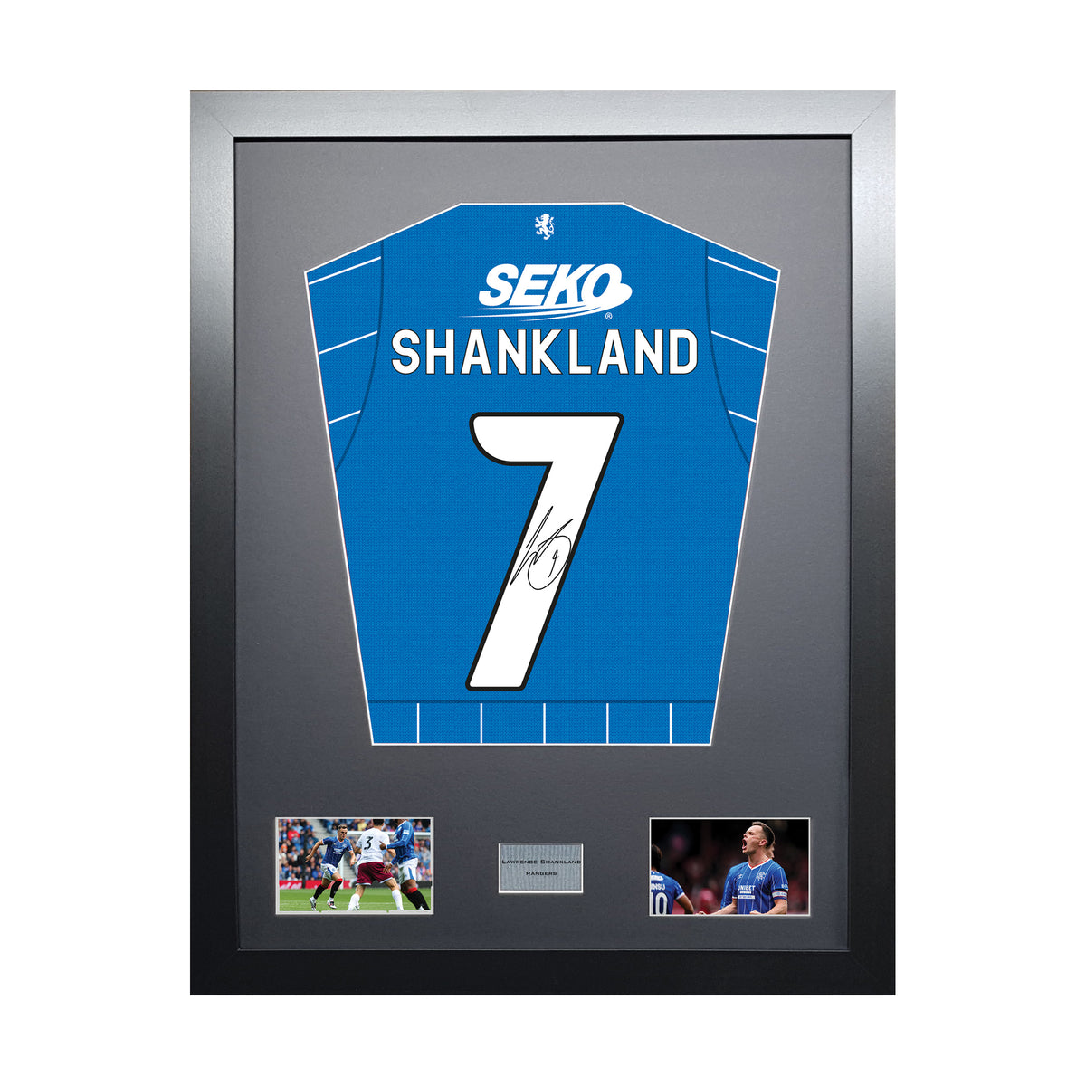Lawrence Shankland Standard framed football shirt display with machine-applied signature on white background