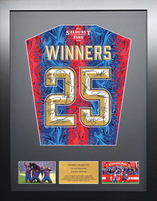 Crystal Palace 2025 FA Cup Winners Team signed display